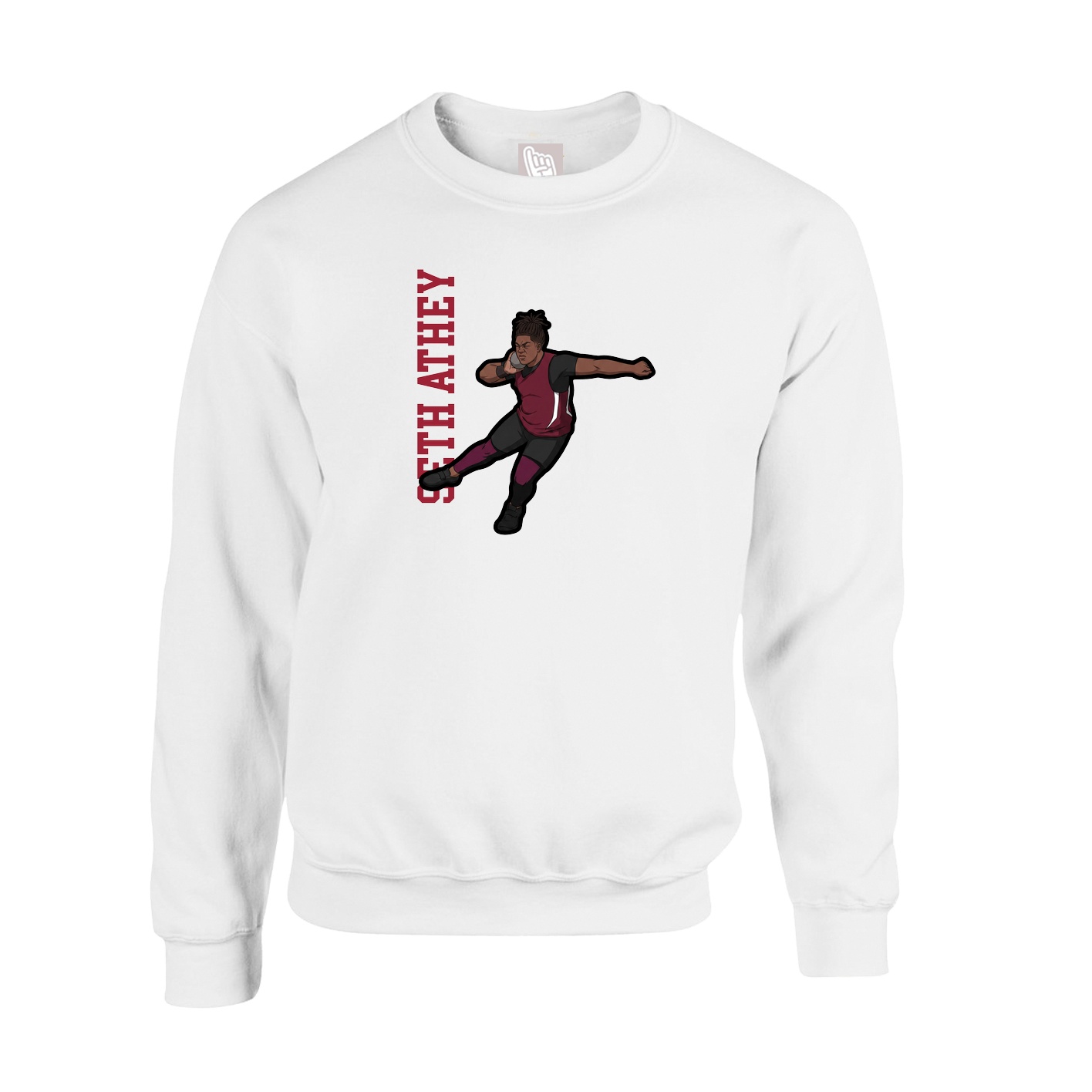 Fleece Crew — Name Vertical in White