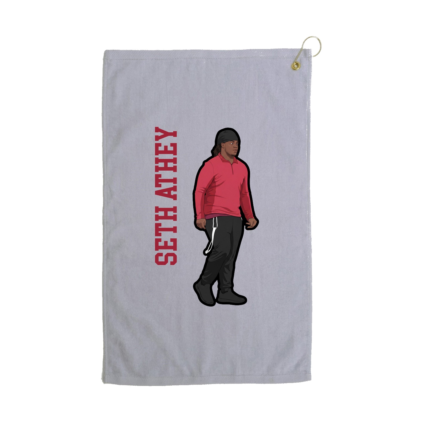 Golf Towel — Name Vertical in Grey