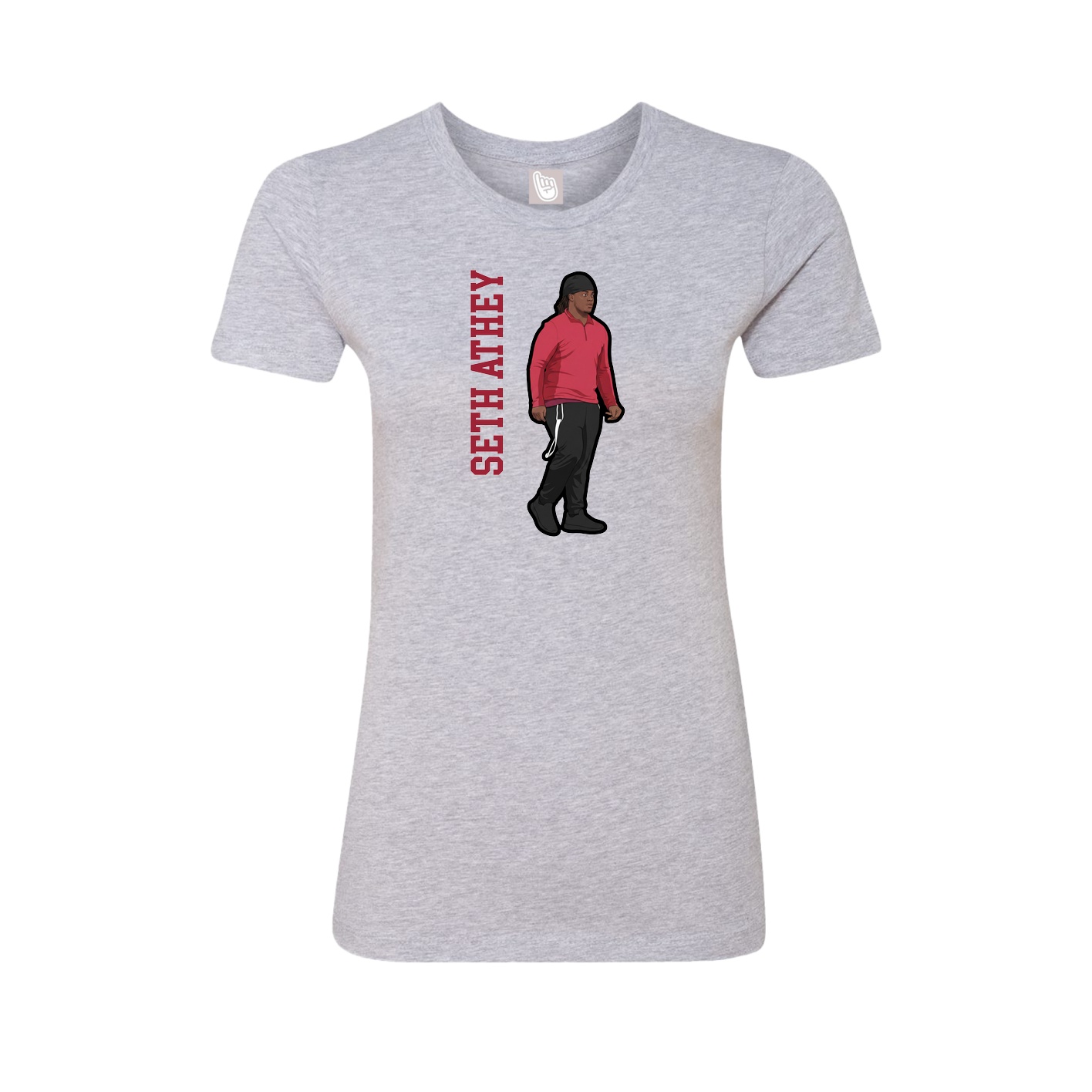 Fitted Women's Tee — Name Vertical in Grey