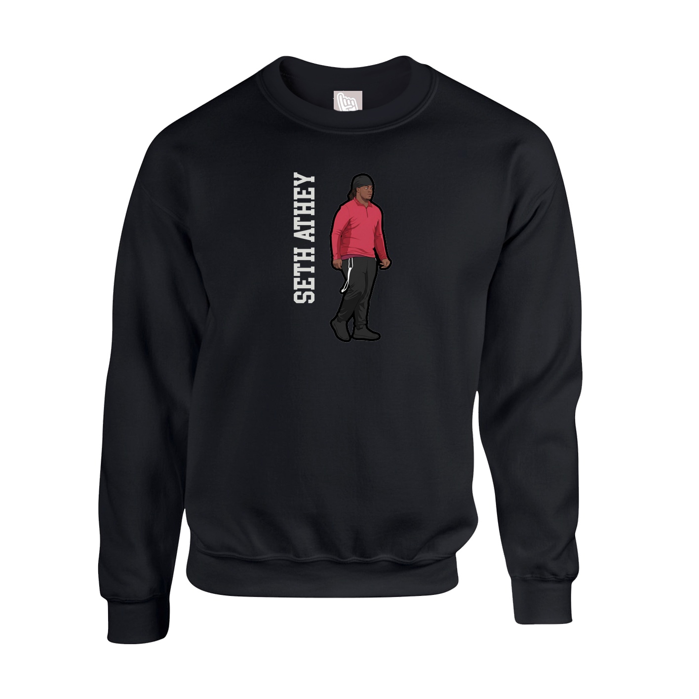 Fleece Crew — Name Vertical in Black