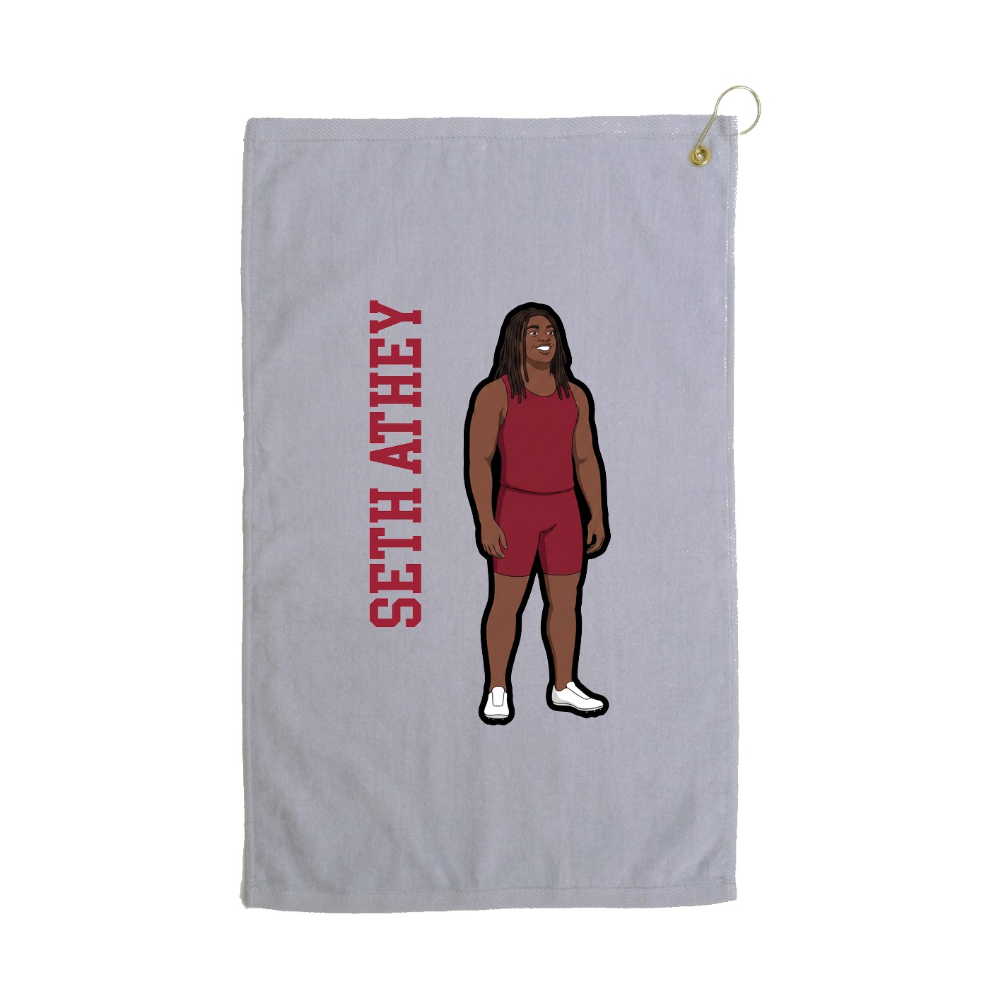 Golf Towel — Name Vertical in Grey