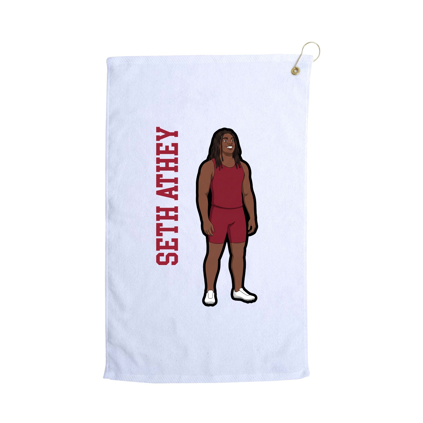 Golf Towel — Name Vertical in White