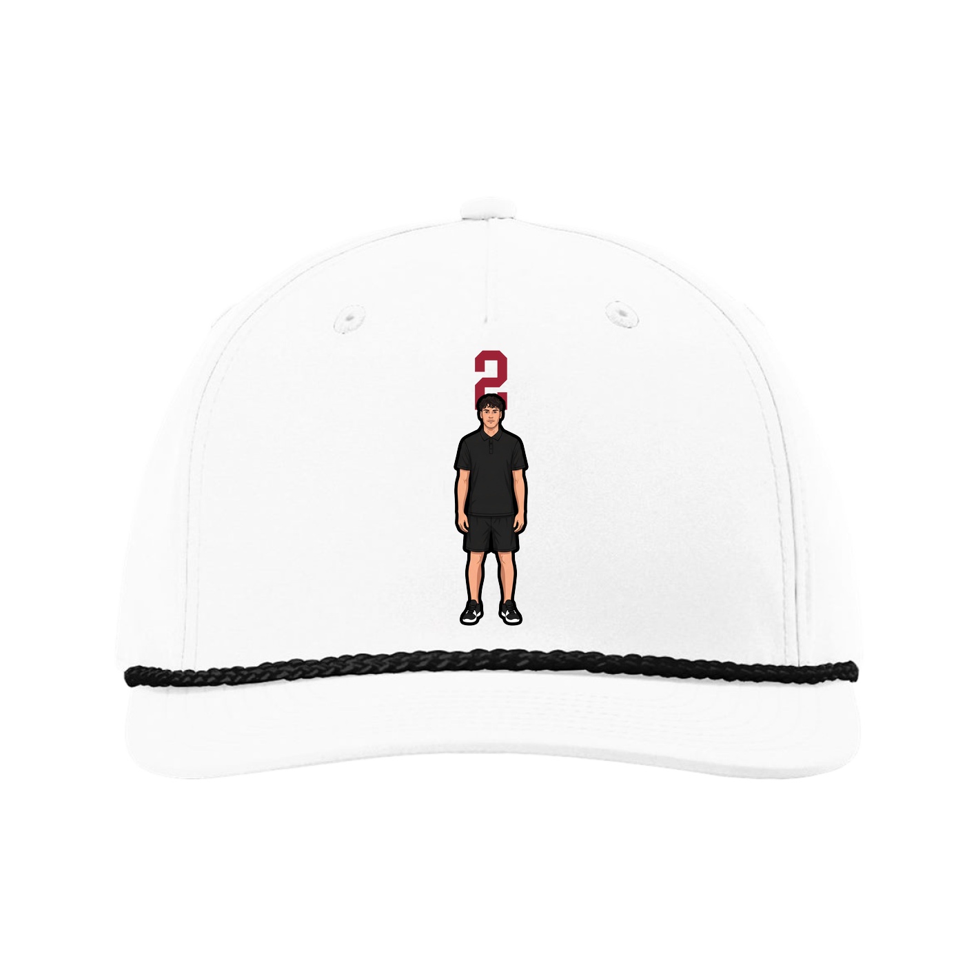 Five-Panel Classic Rope Cap — Number Top in White