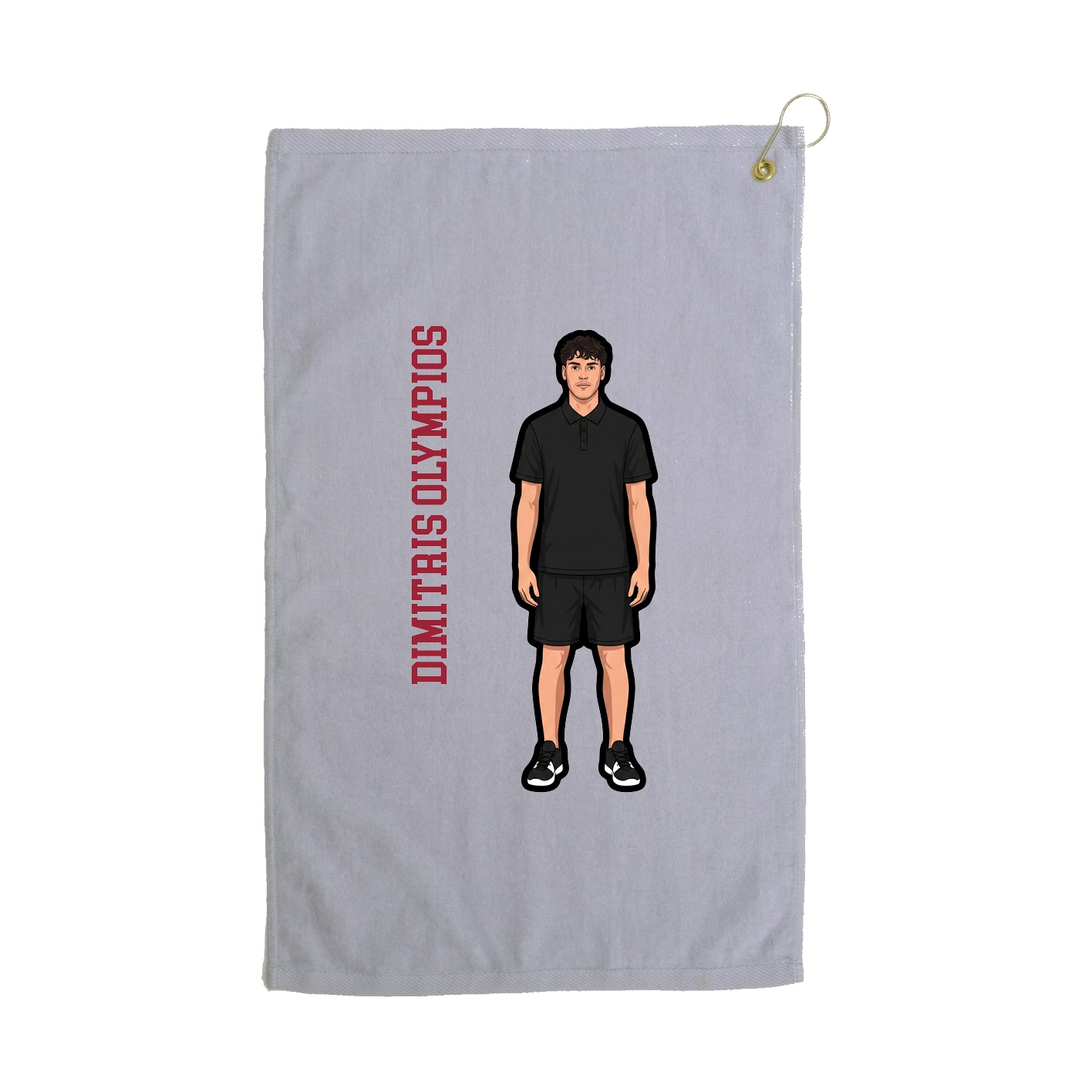 Golf Towel — Name Vertical in Grey