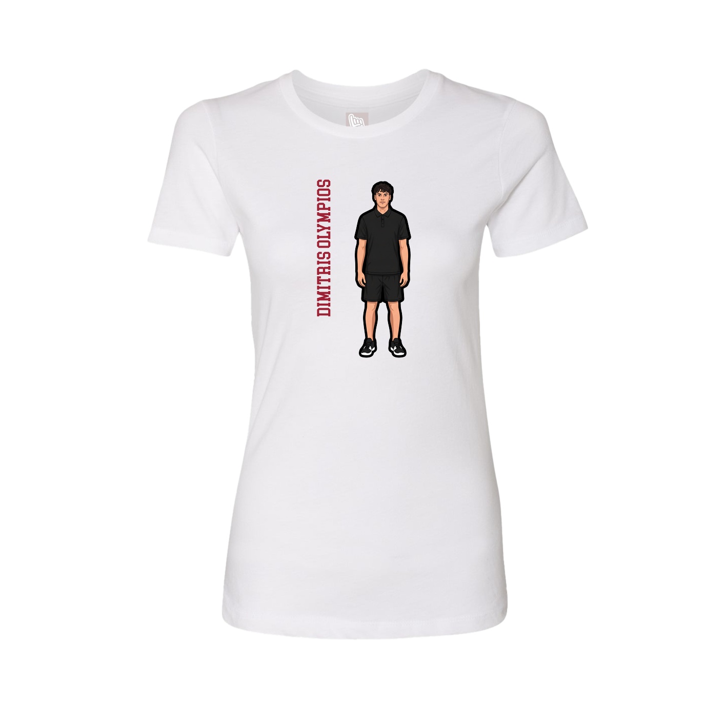 Womens Tee — Name Vertical in White