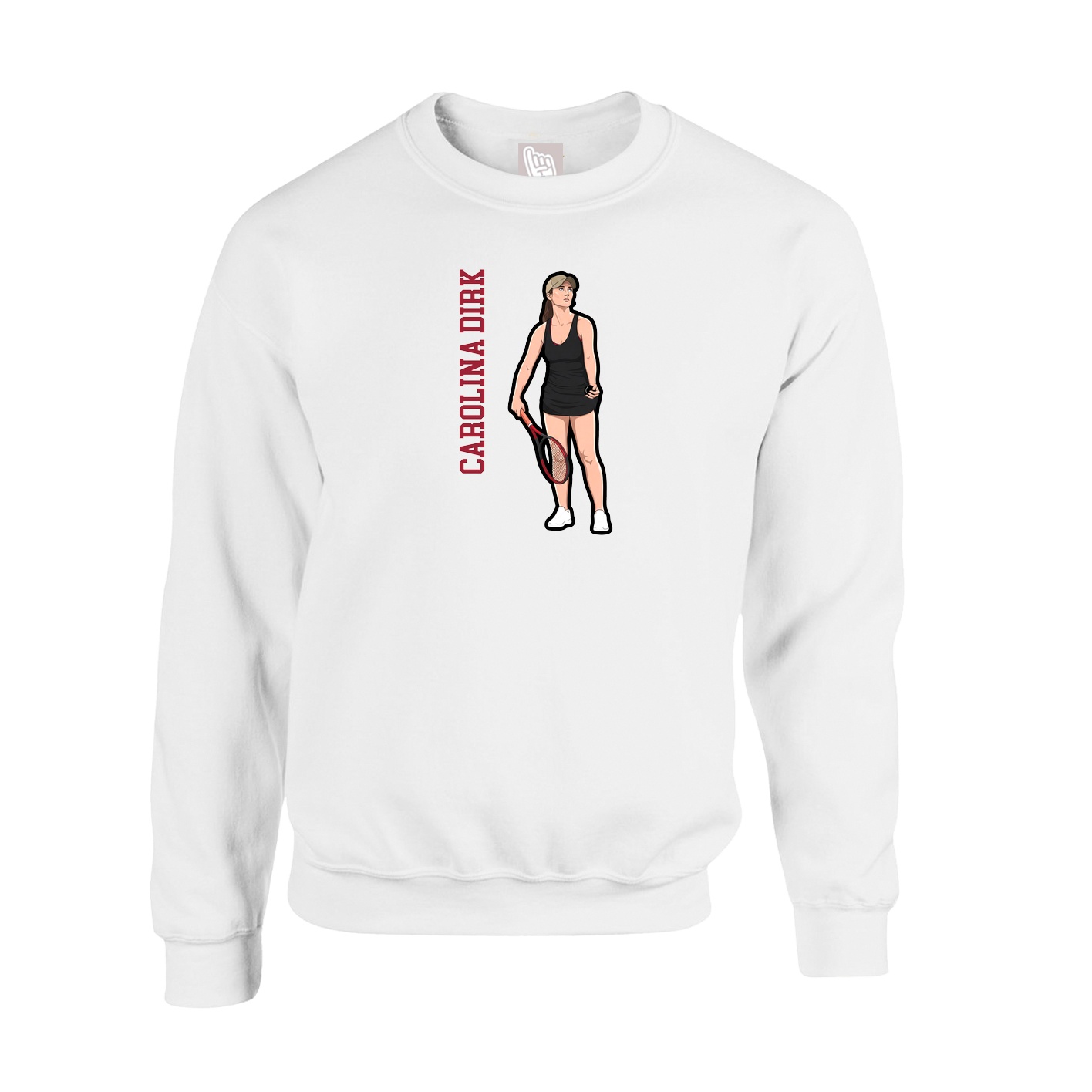 Fleece Crew — Name Vertical in White