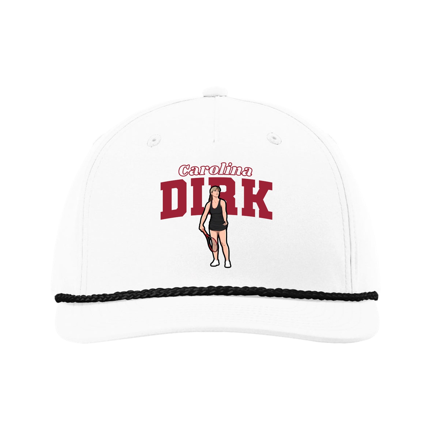 Five-Panel Classic Rope Cap — Name Arch in White