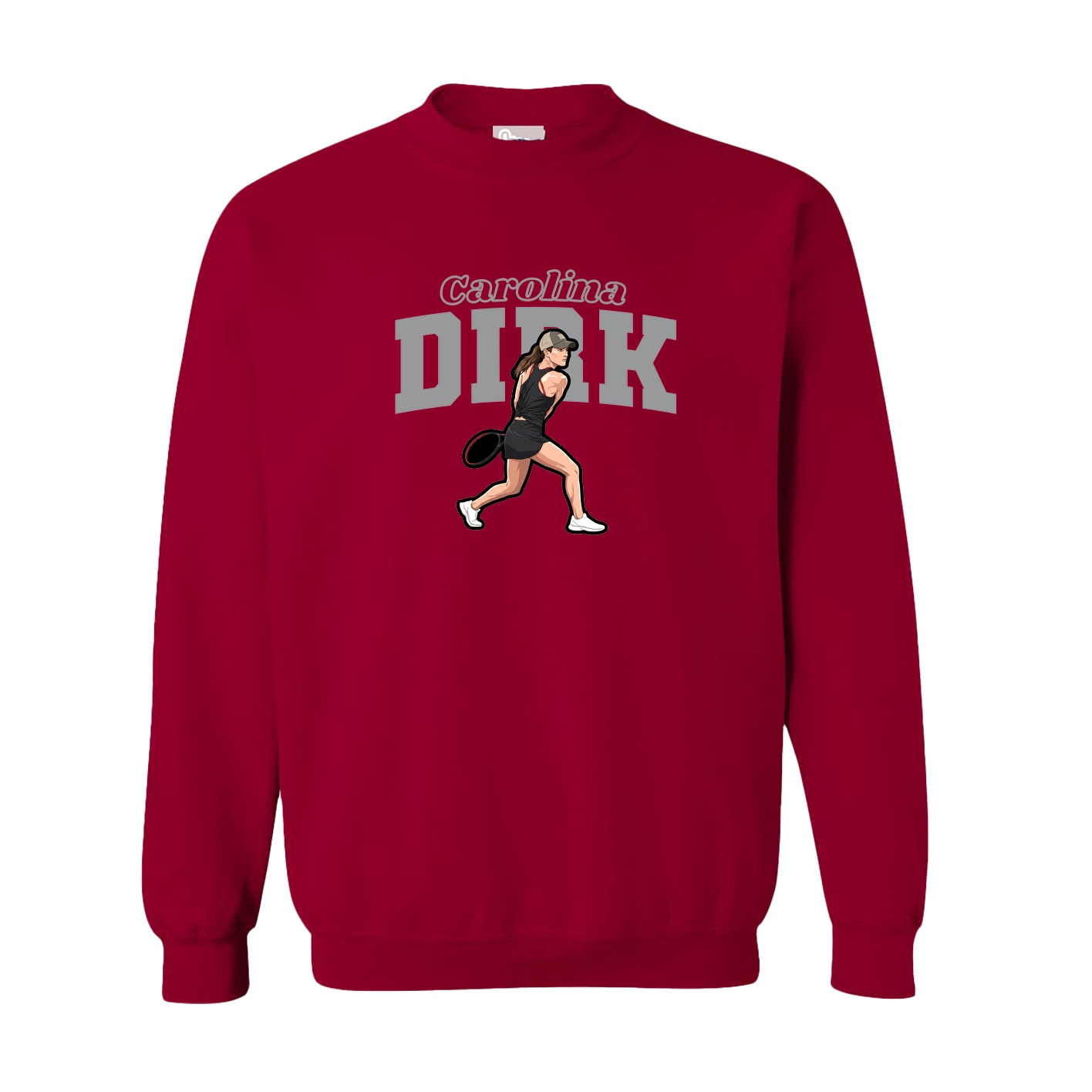 Fleece Crew — Name Arch in Cardinal