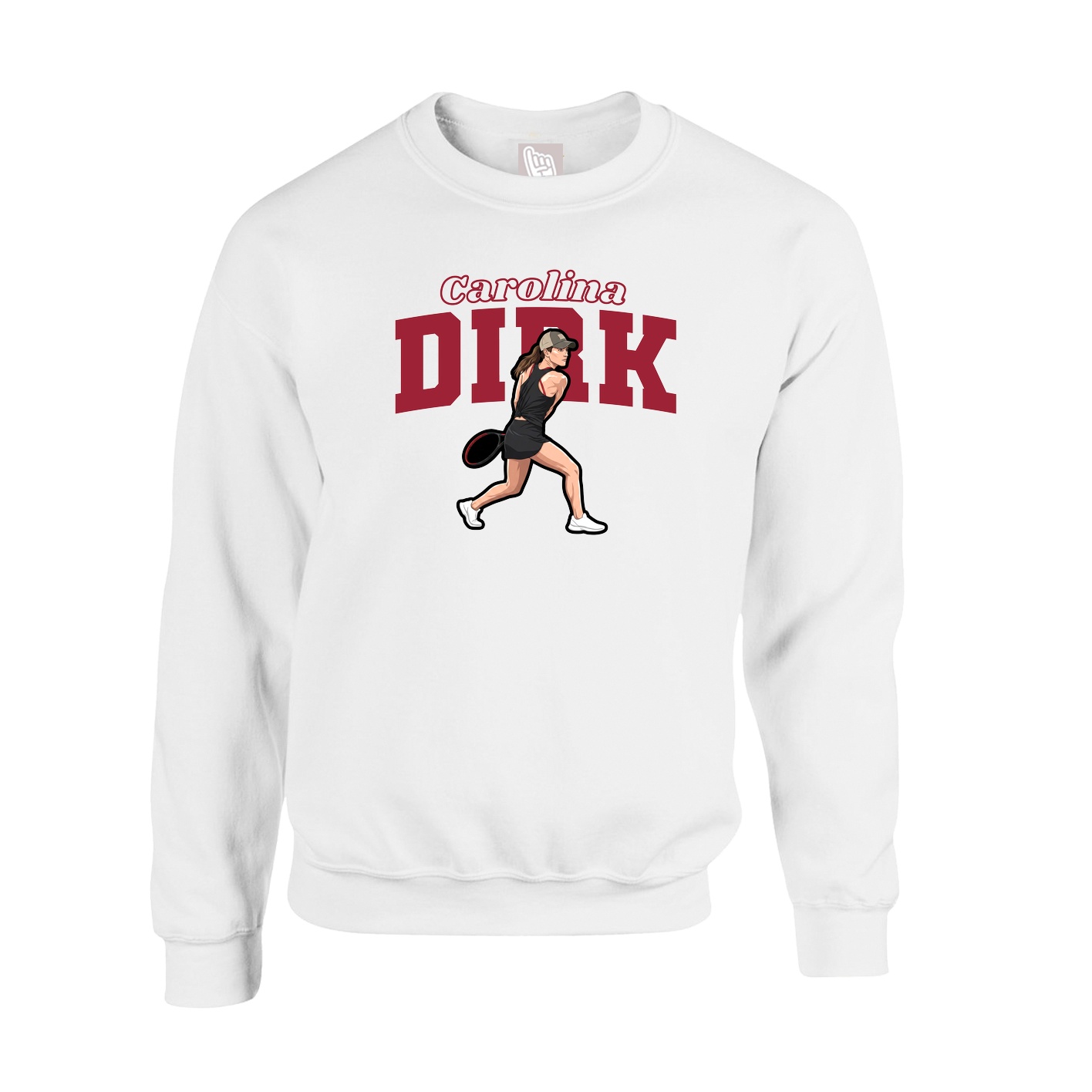 Fleece Crew — Name Arch in White