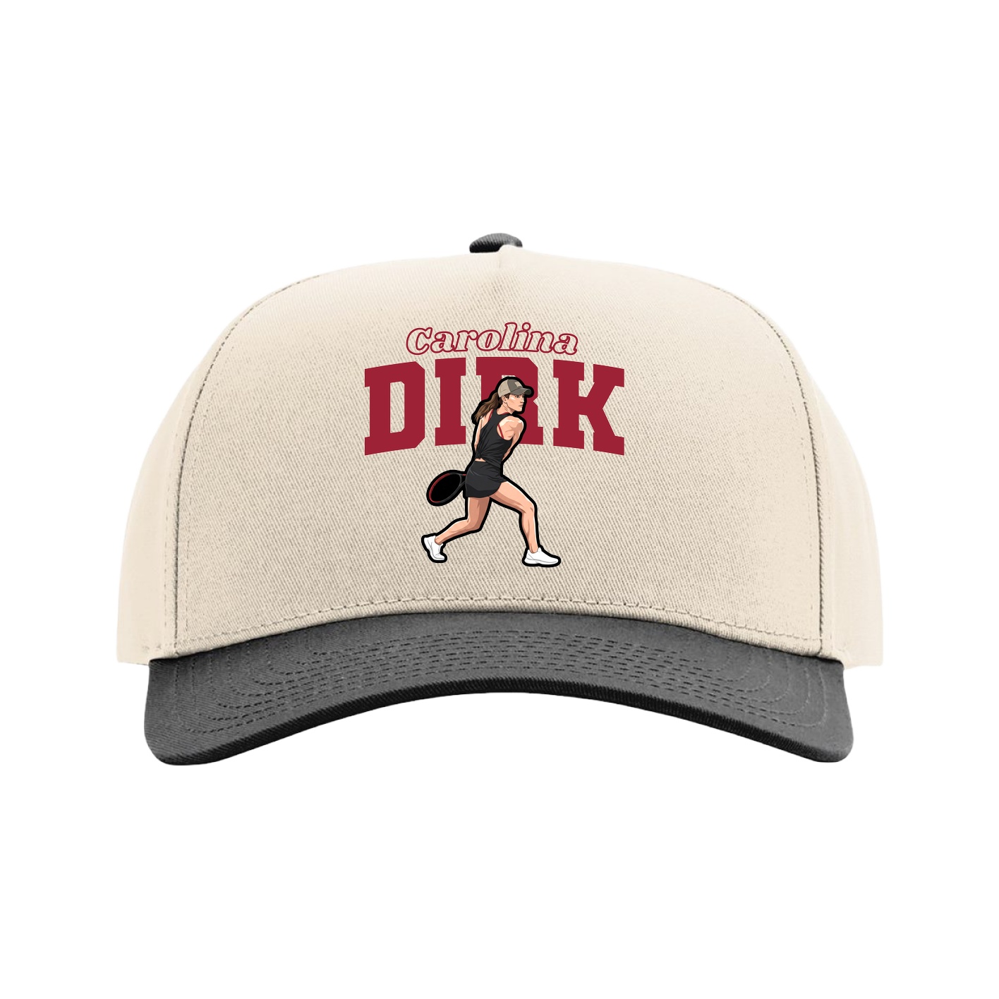 Full Fabric Five-Panel Champ Cap — Name Arch in Cream/Black