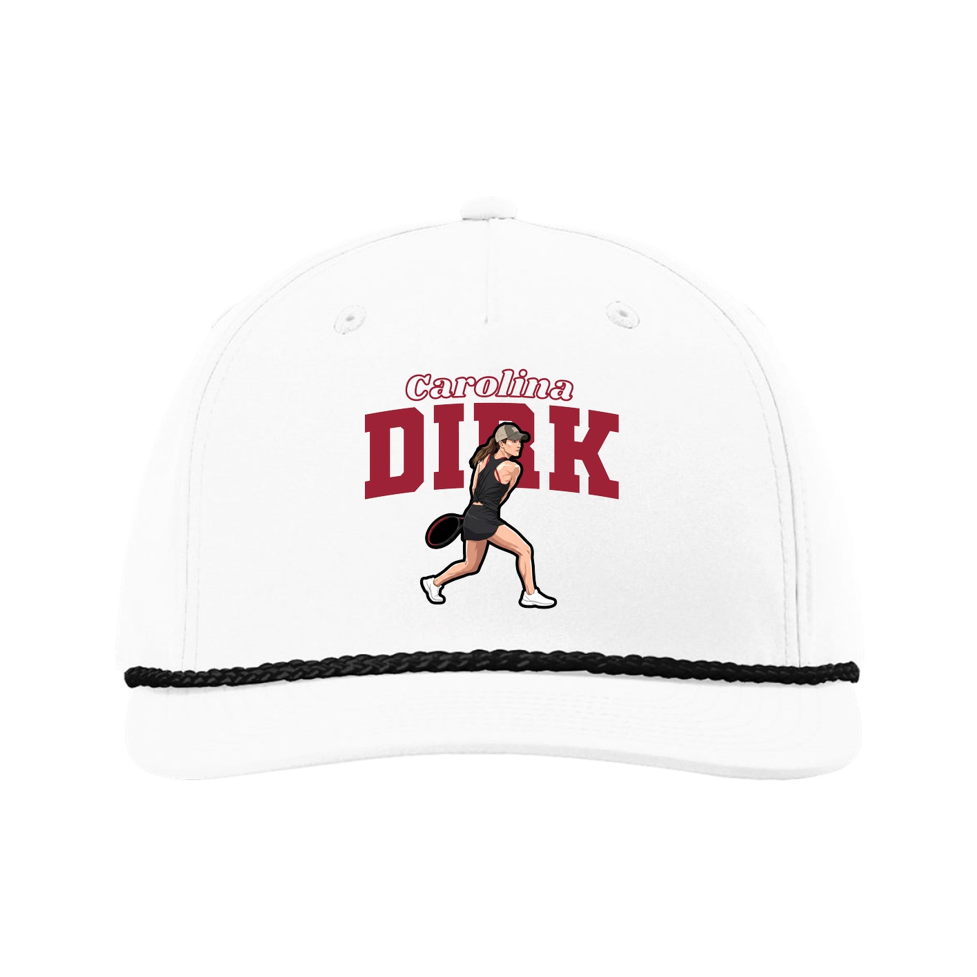 Five-Panel Classic Rope Cap — Name Arch in White