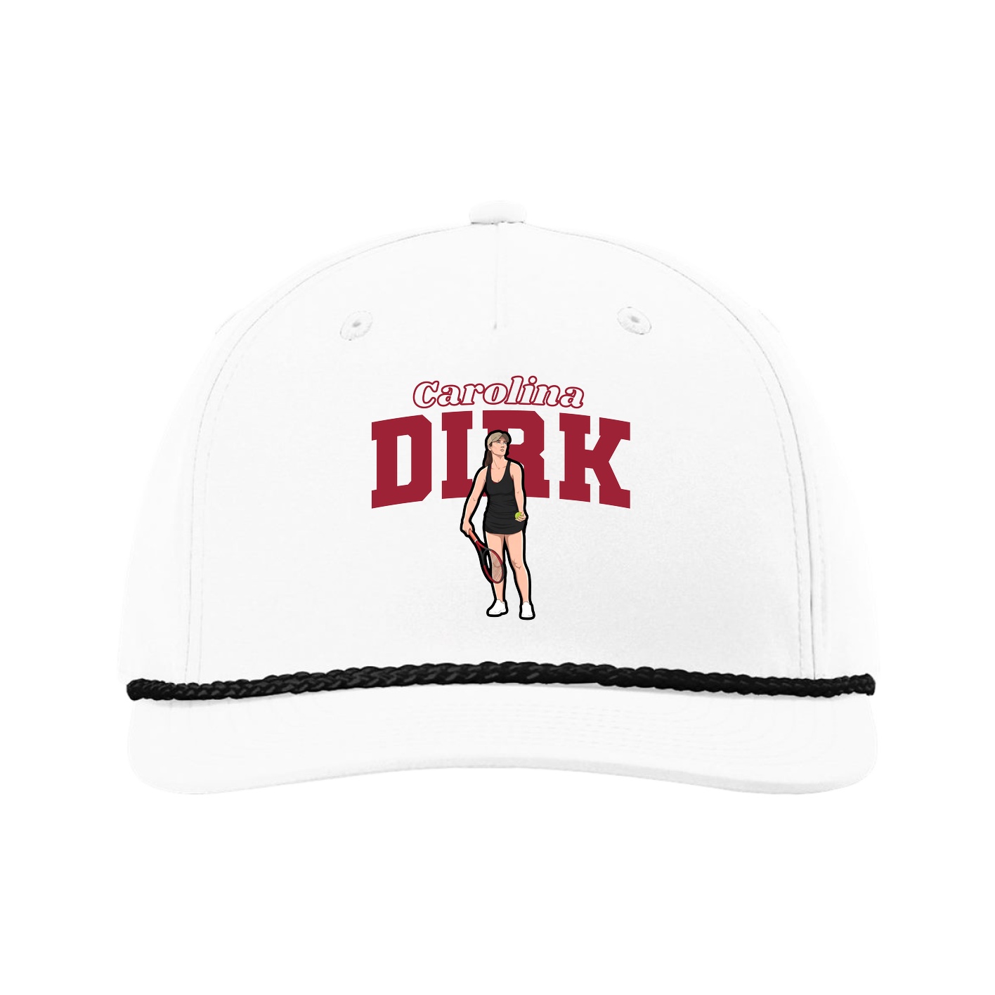 Five-Panel Classic Rope Cap — Name Arch in White