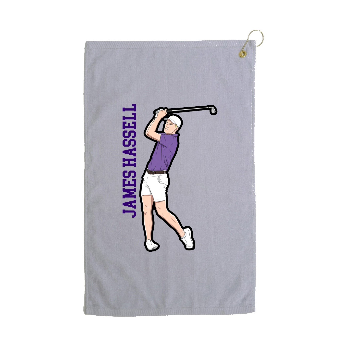 Golf Towel — Name Vertical in Grey