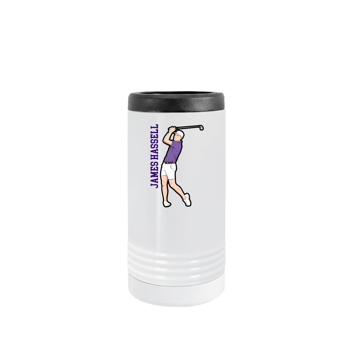 Slim Beverage Holder — Name Vertical in White