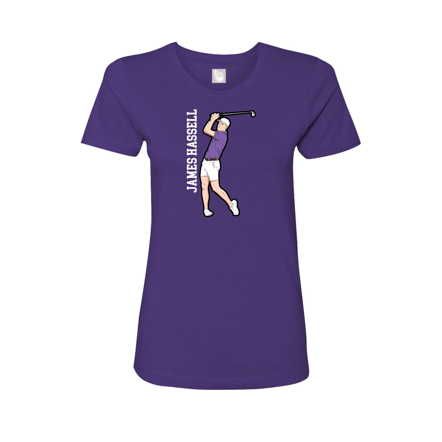 Fitted Women's Tee — Name Vertical in Purple