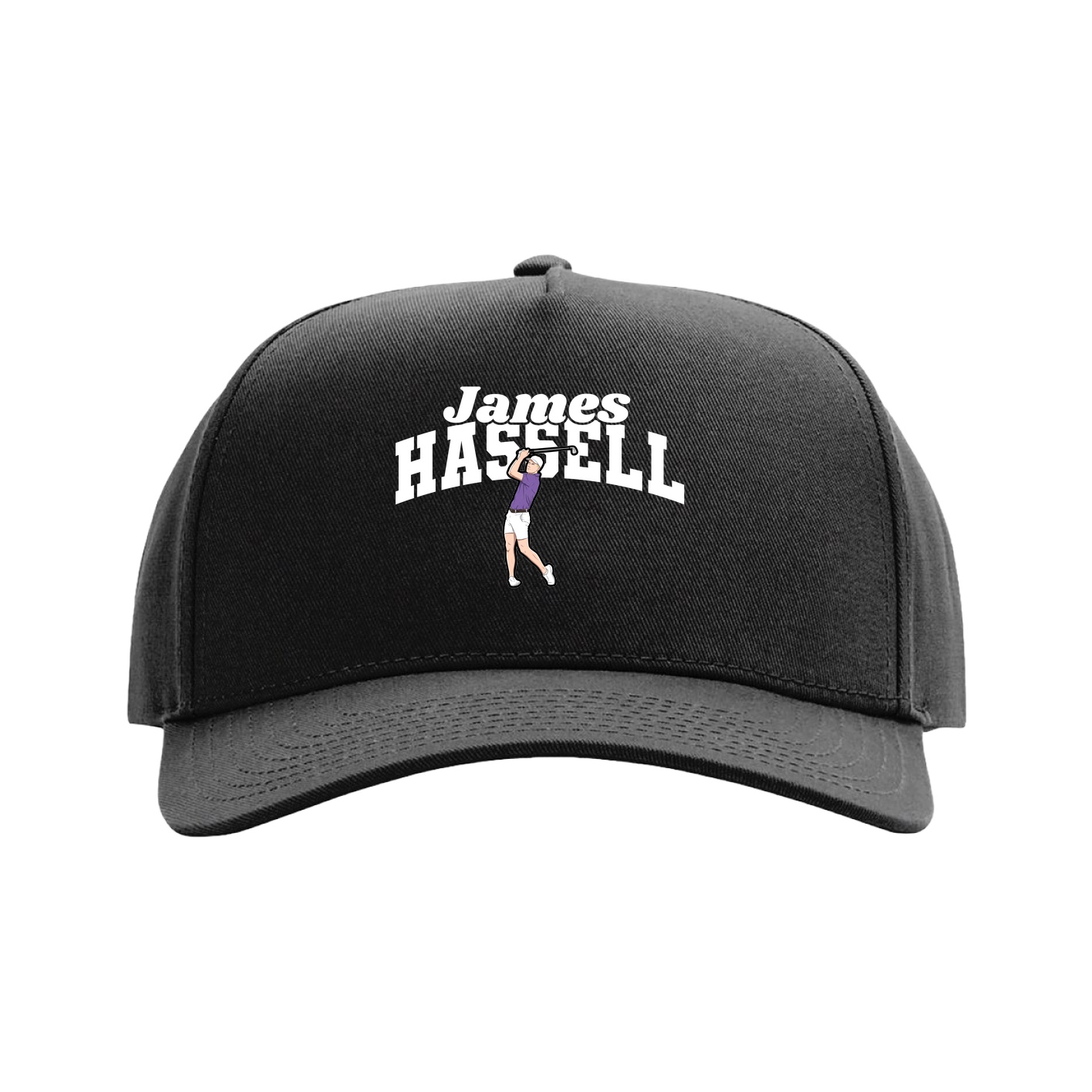 Full Fabric Five-Panel Champ Cap — Signature Arch in Black