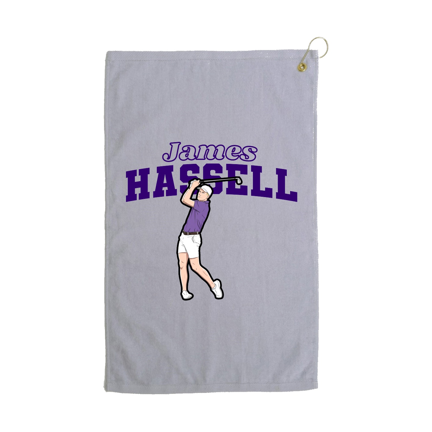 Golf Towel — Name Arch in Grey