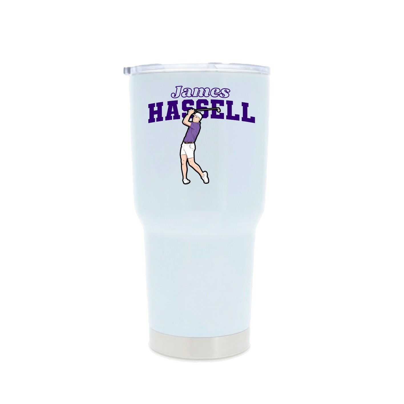 30oz Stainless Steel Tumbler — Name Arch in White