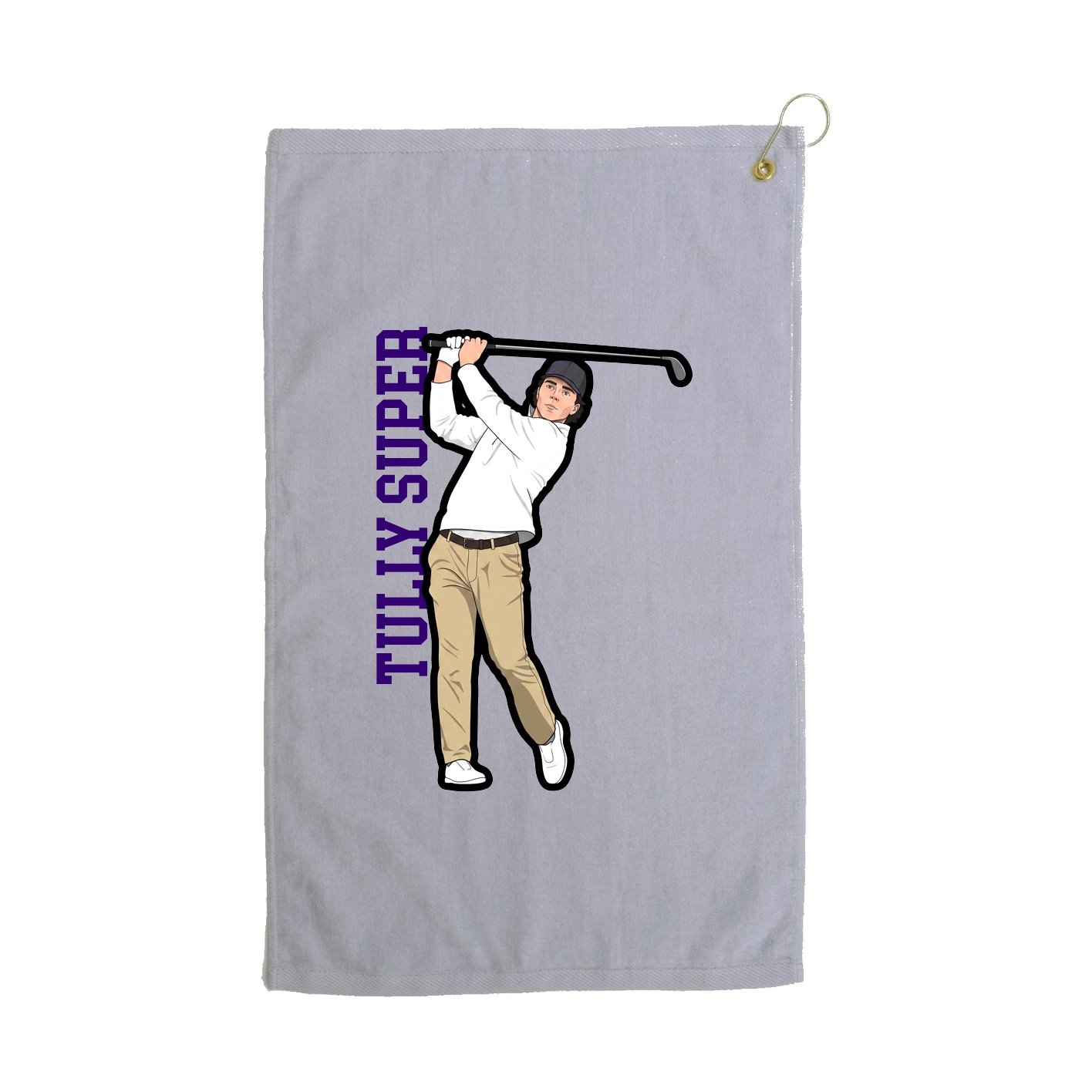 Golf Towel — Name Vertical in Grey