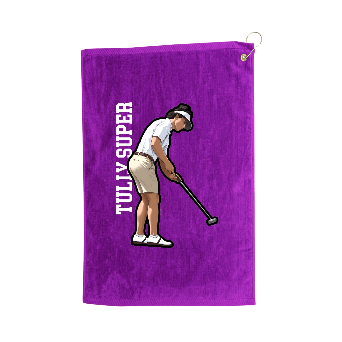 Golf Towel — Name Vertical in Purple
