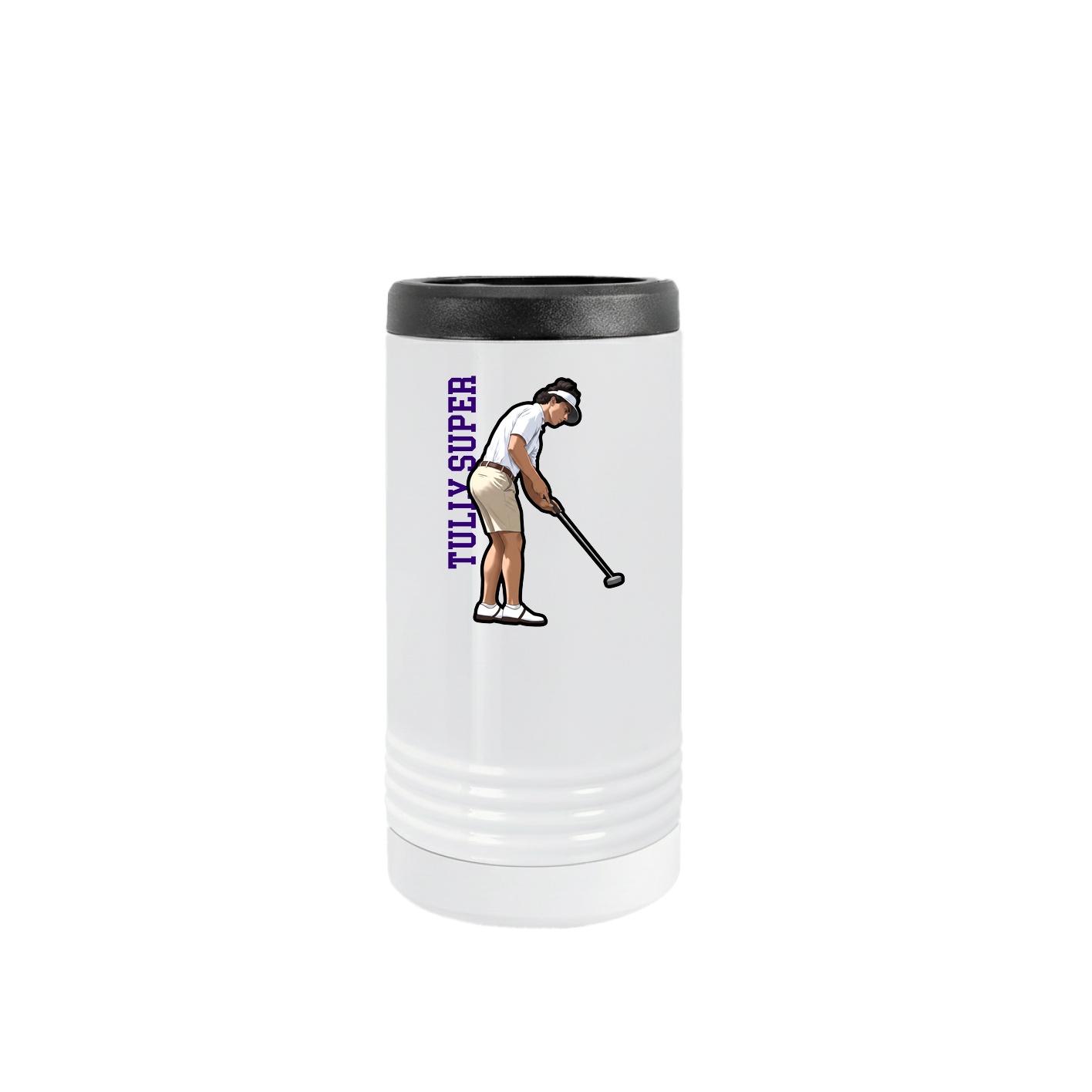 Slim Beverage Holder — Name Vertical in White