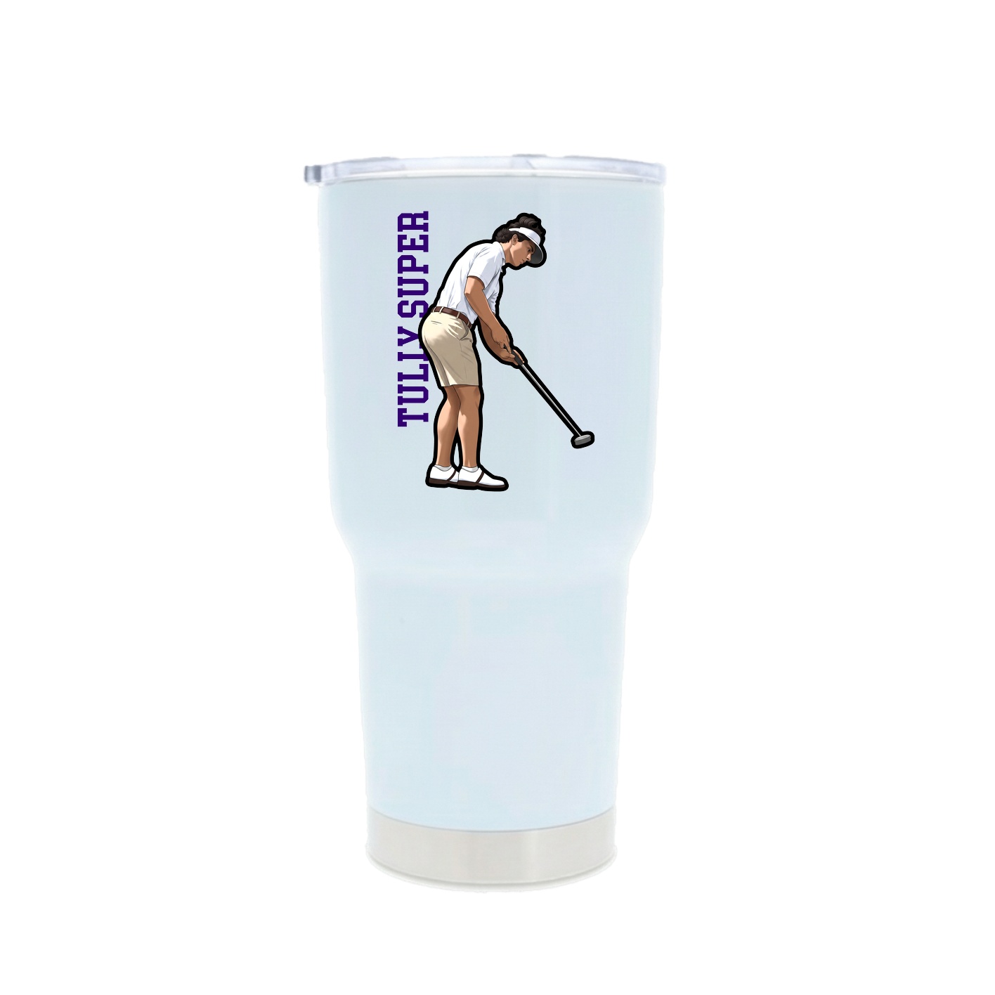 30oz Stainless Steel Tumbler — Name Vertical in White