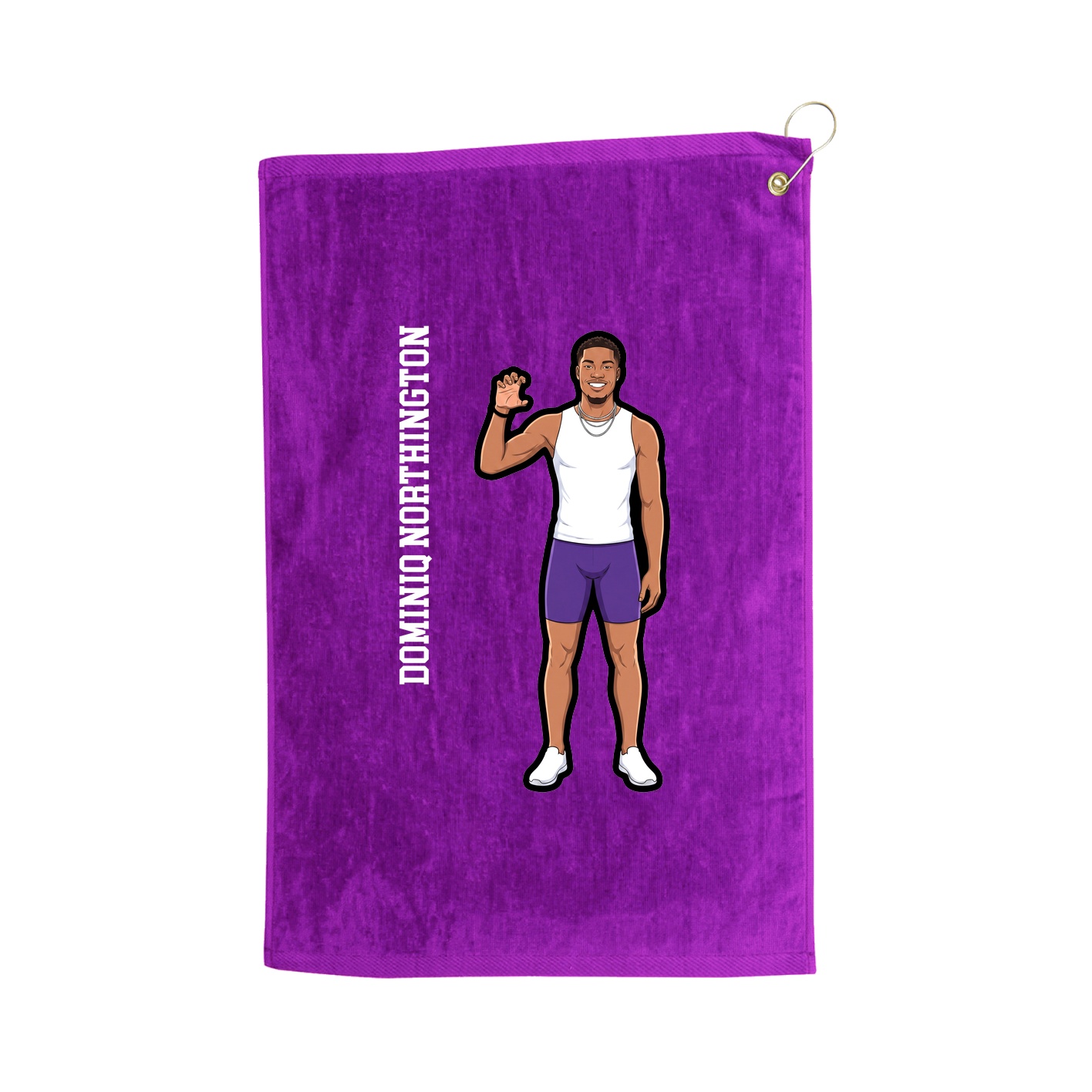 Golf Towel — Name Vertical in Purple