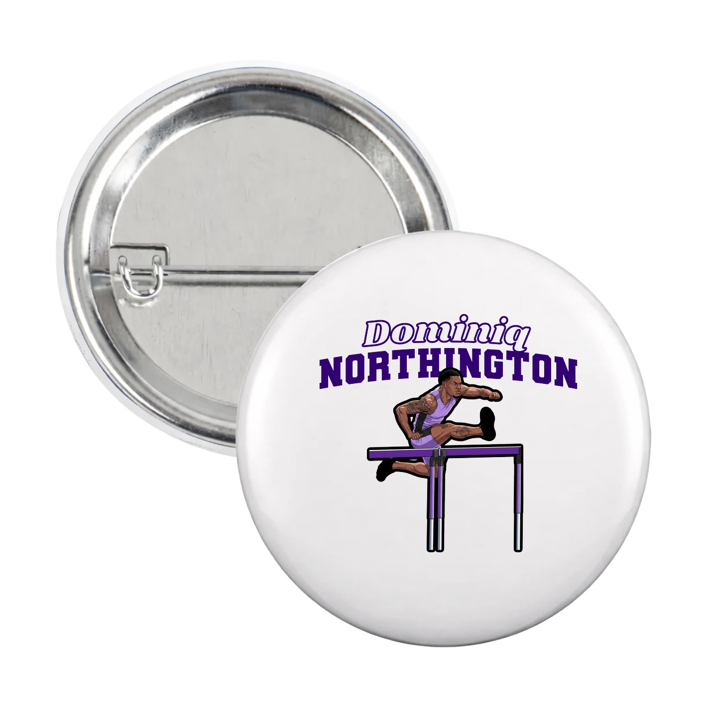 Game Day Button — Name Arch in White