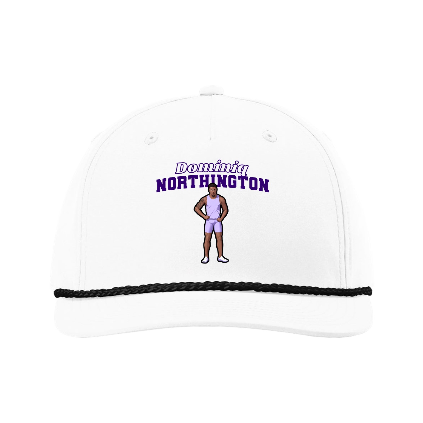 Five-Panel Classic Rope Cap — Name Arch in White
