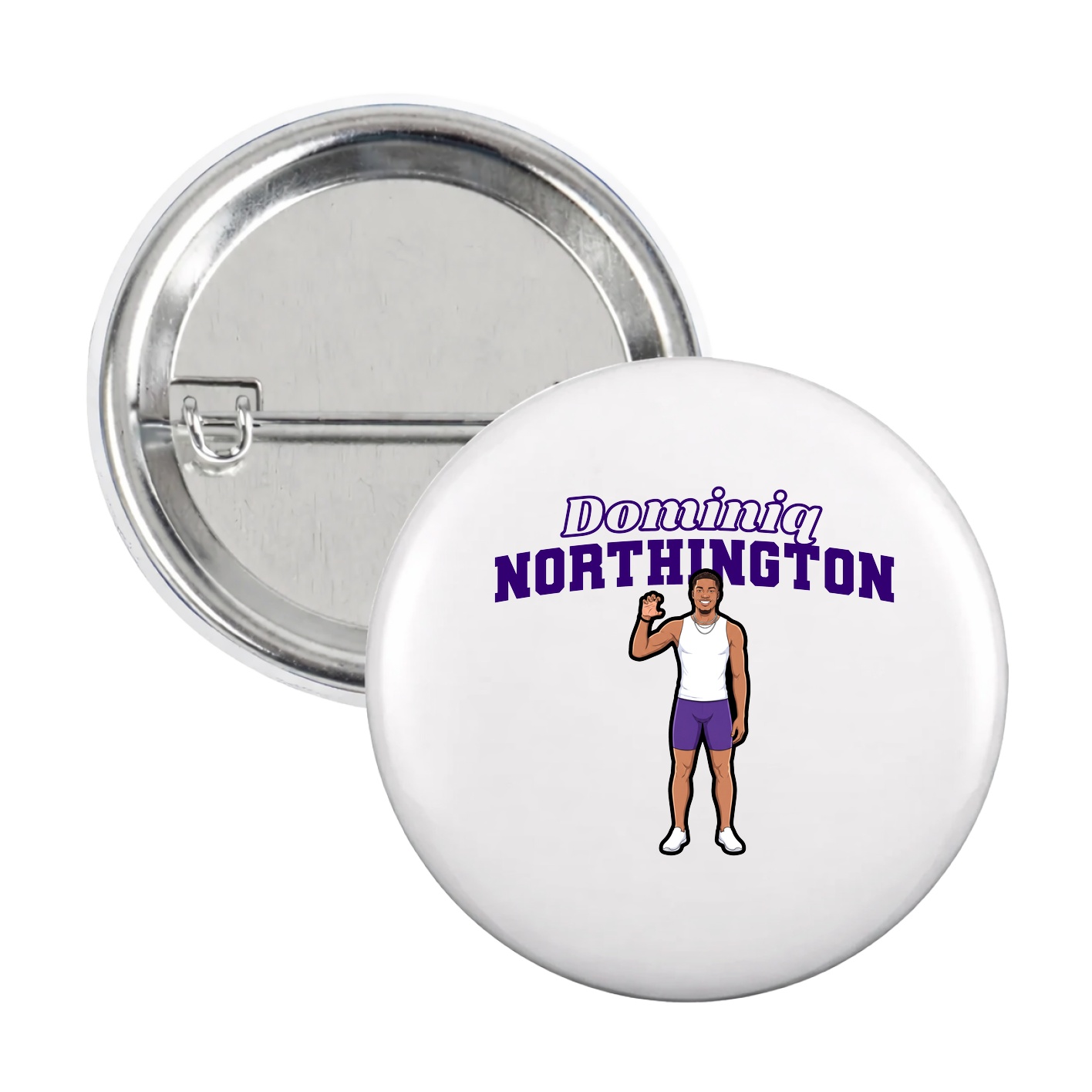 Game Day Button — Name Arch in White