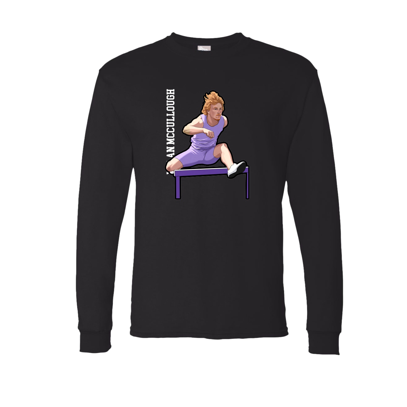 Long Sleeve Tee — Name Vertical in Black