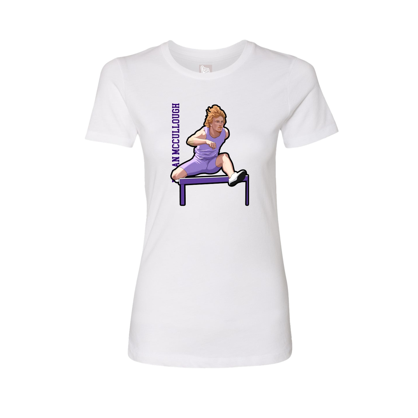 Fitted Women's Tee — Name Vertical in White