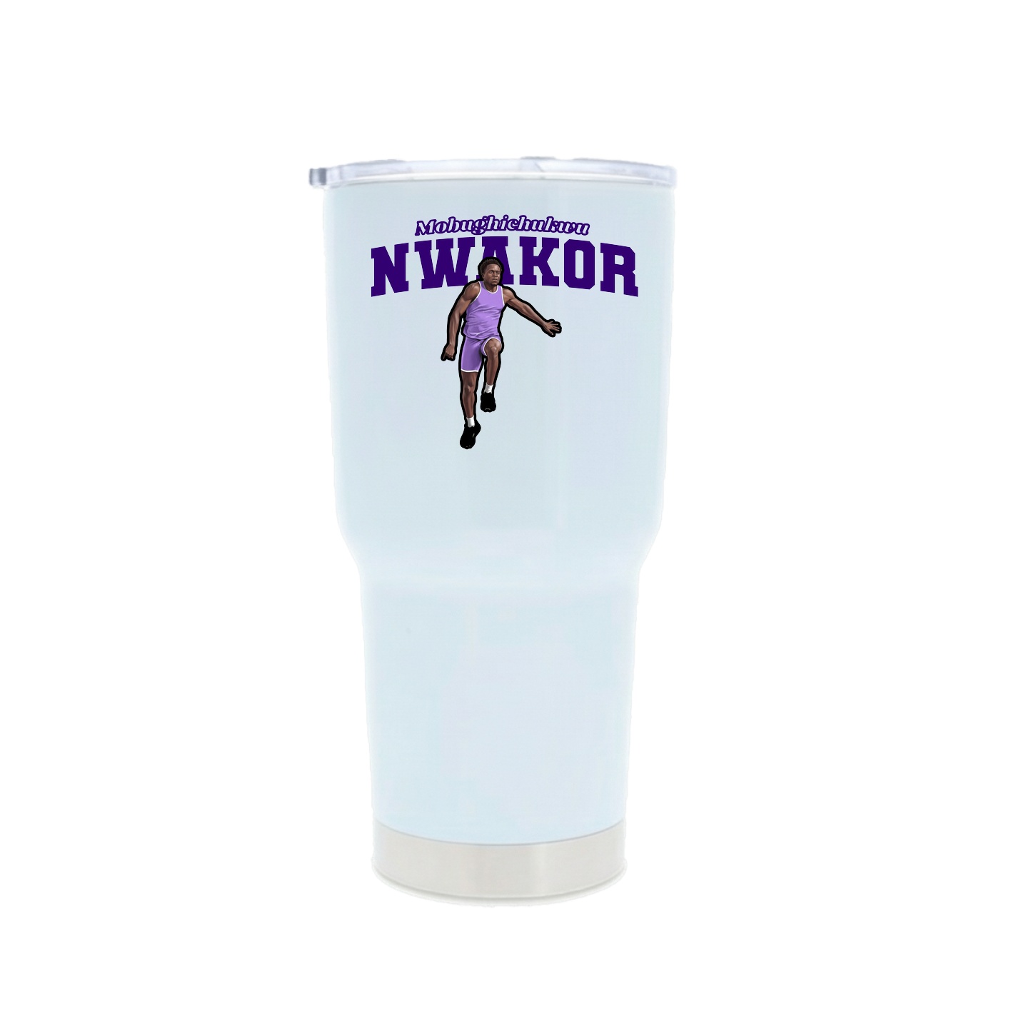 30oz Stainless Steel Tumbler — Name Arch in White