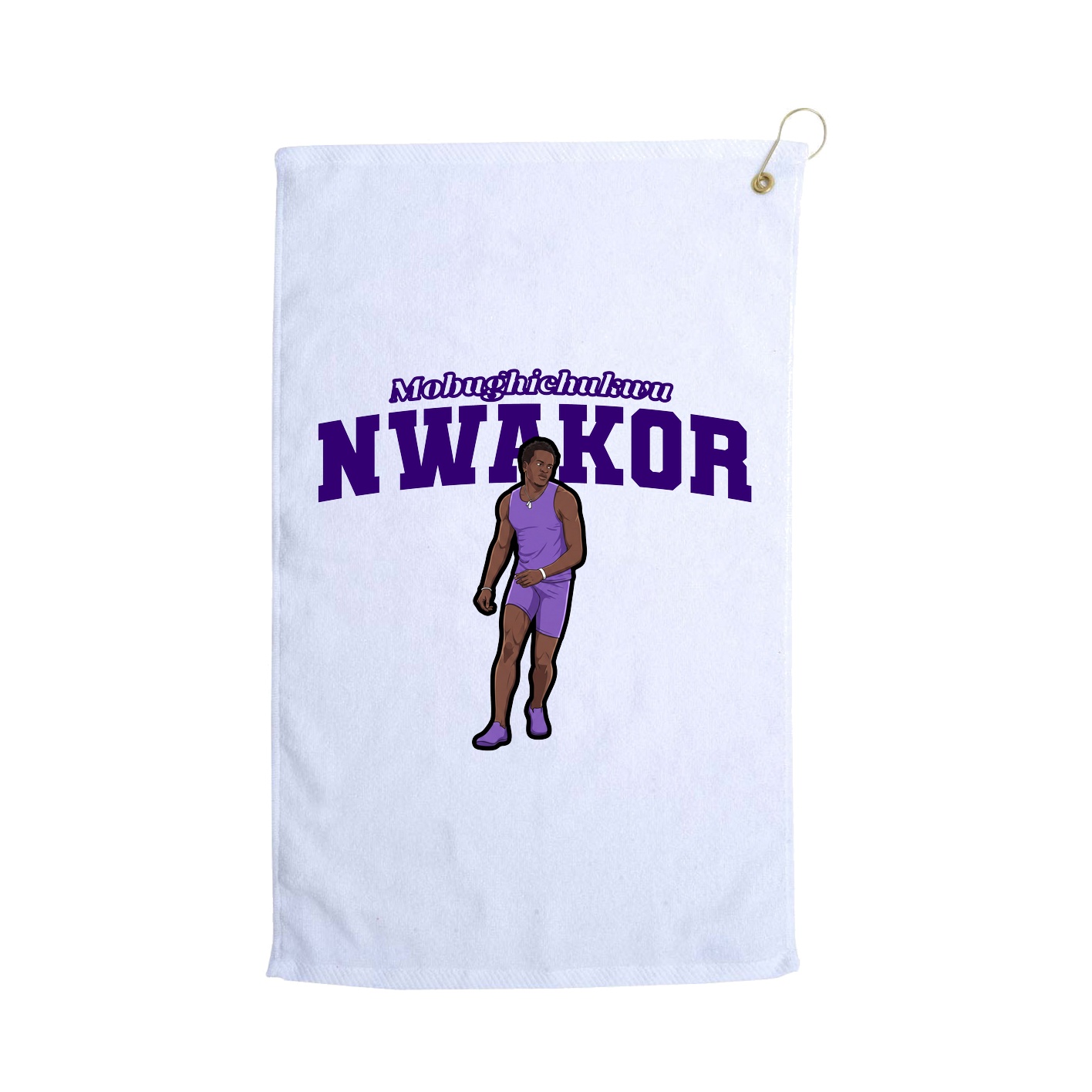 Golf Towel — Name Arch in White