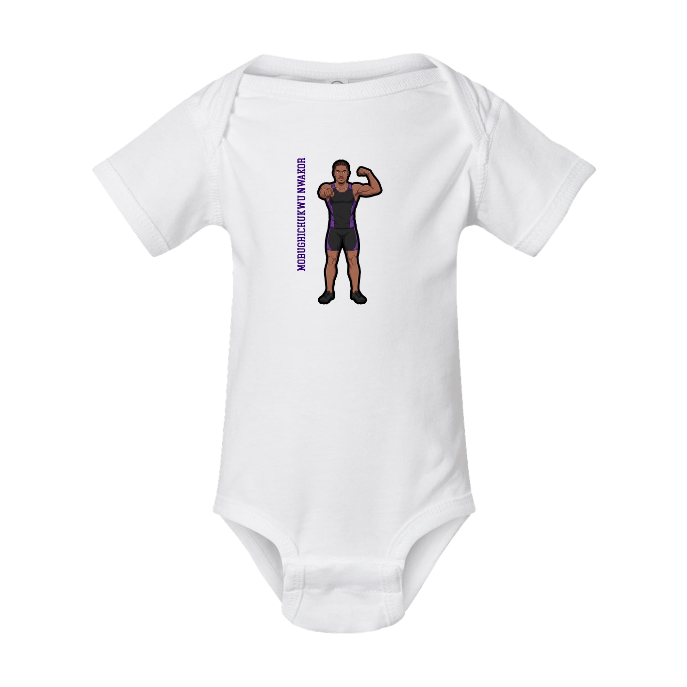 Baby Onesie — Name Vertical in White