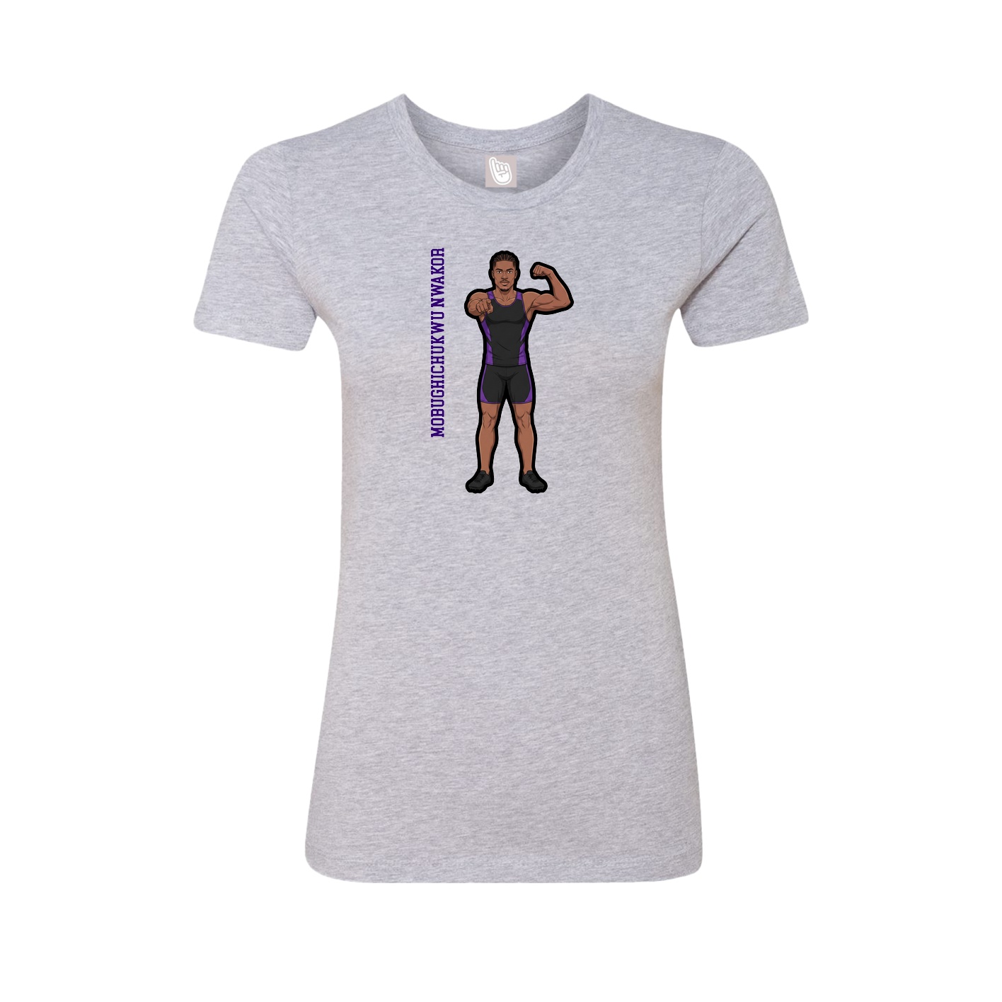 Fitted Women's Tee — Name Vertical in Grey
