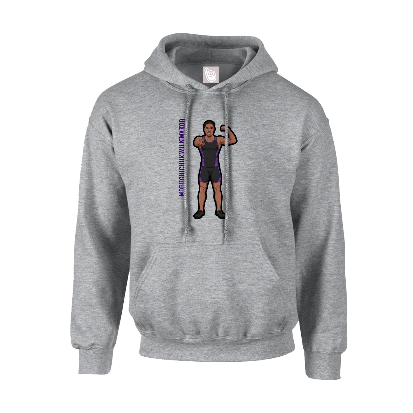 Youth Hoodie — Name Vertical in Grey