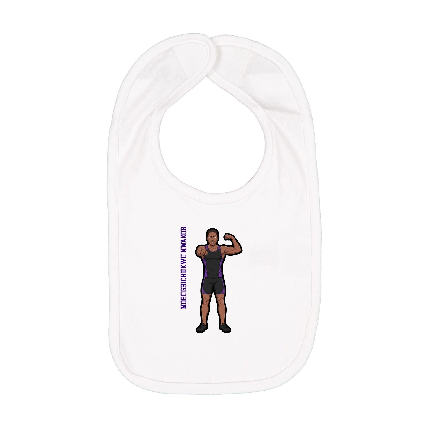 Infant Bib — Name Vertical in White