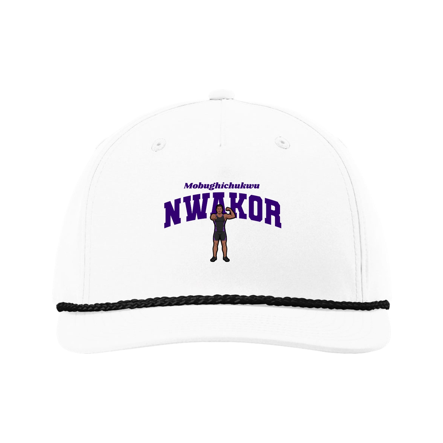 Five-Panel Classic Rope Cap — Signature Arch in White