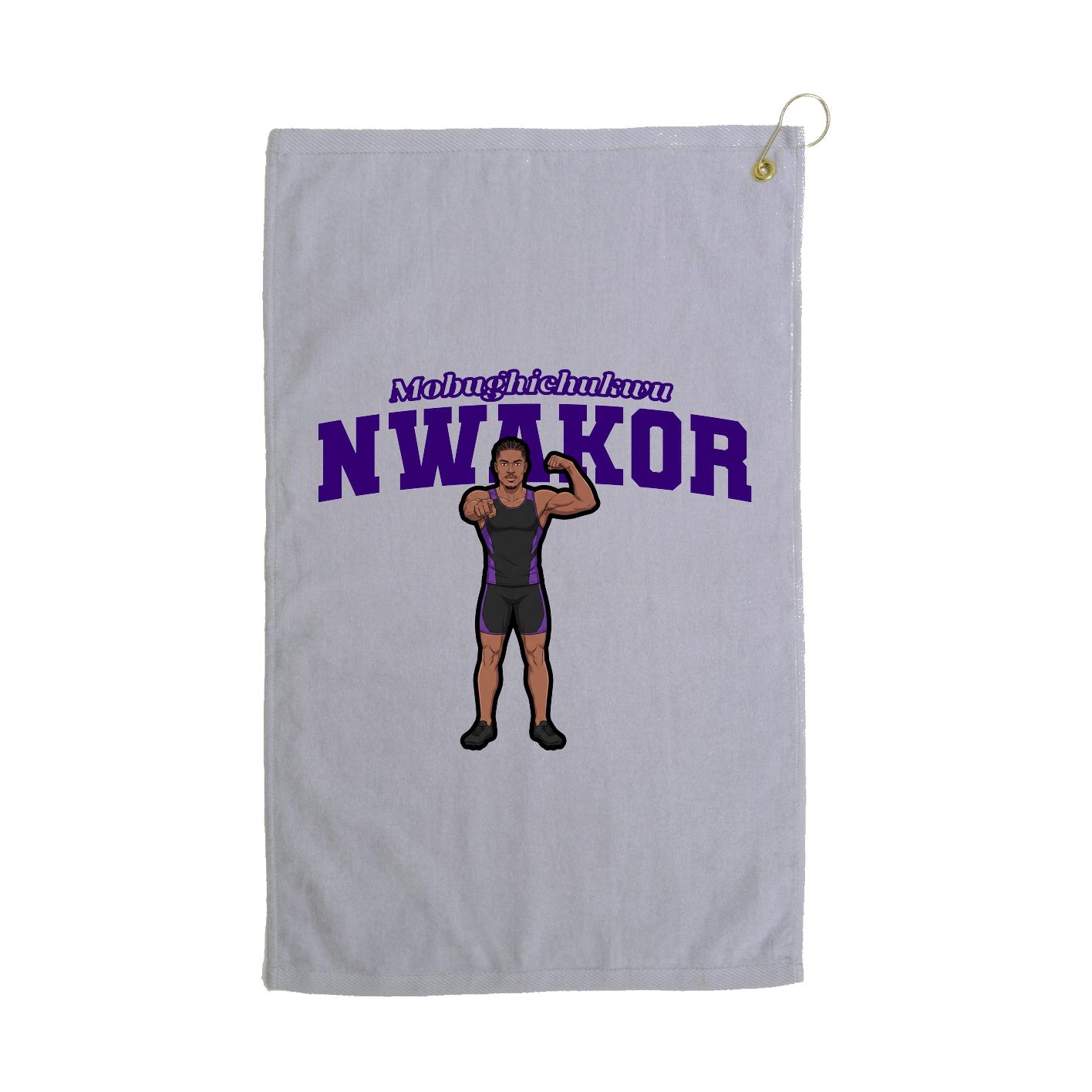 Golf Towel — Name Arch in Grey