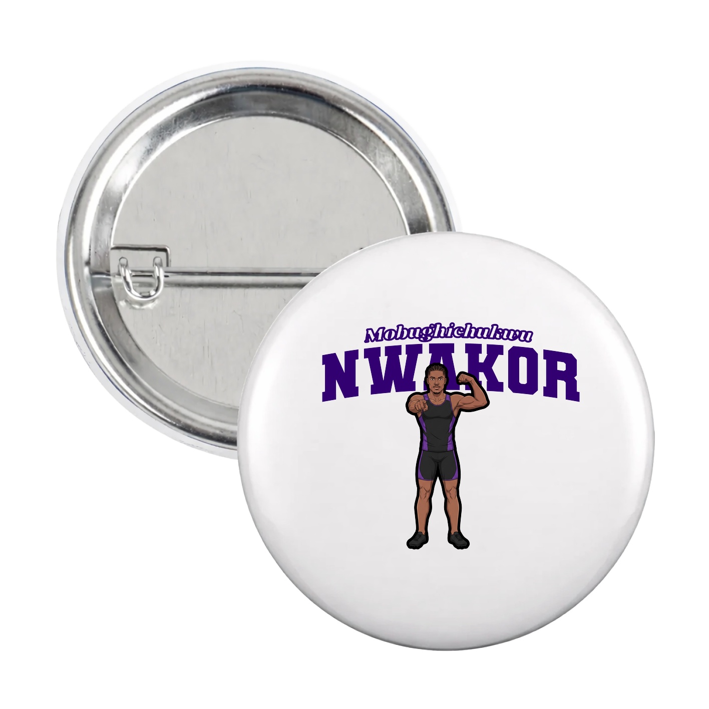Game Day Button — Name Arch in White