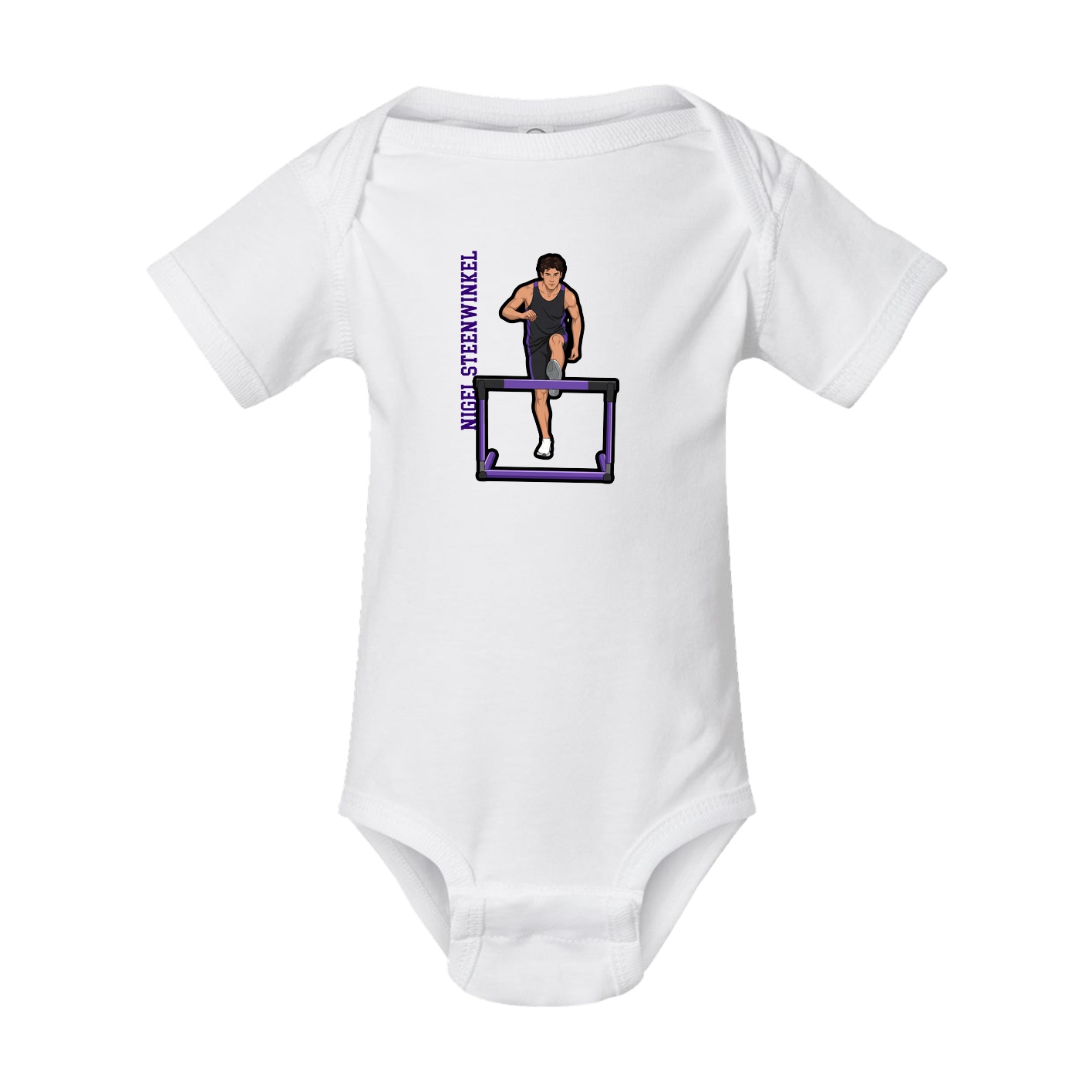 Baby Onesie — Name Vertical in White