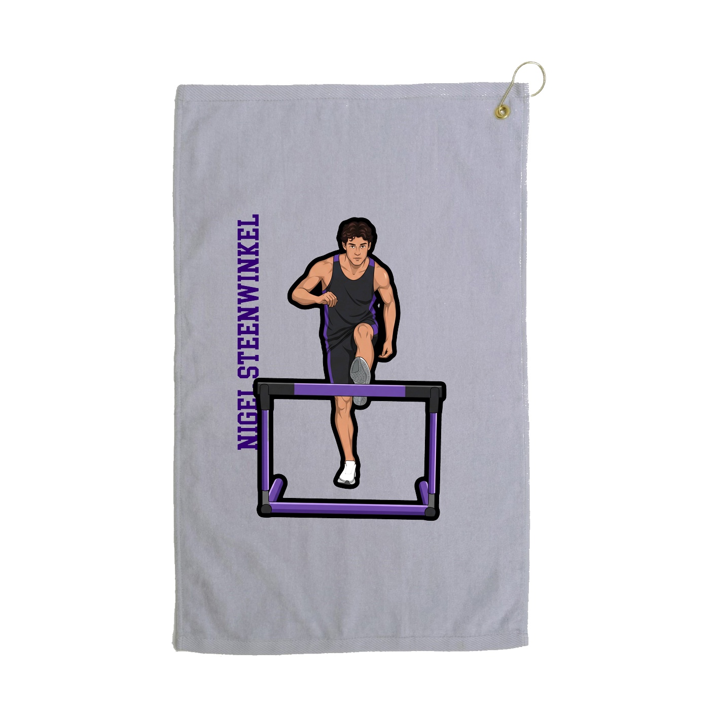Golf Towel — Name Vertical in Grey