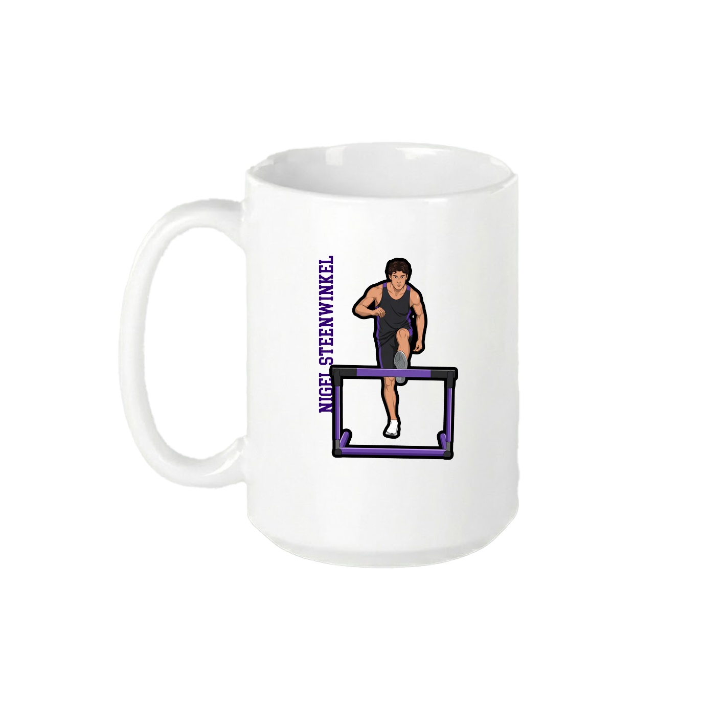 15oz Coffee Mug — Name Vertical in White
