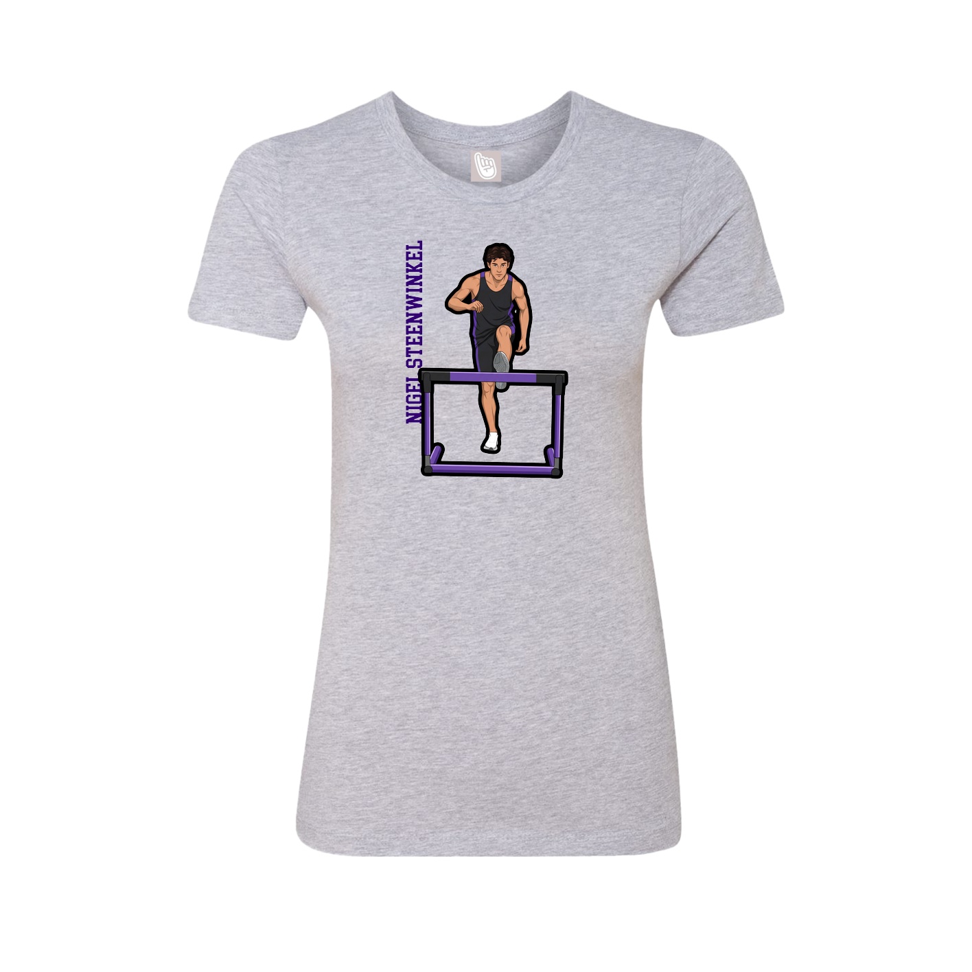 Fitted Women's Tee — Name Vertical in Grey