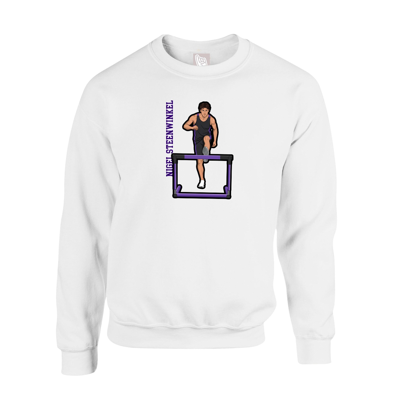 Fleece Crew — Name Vertical in White