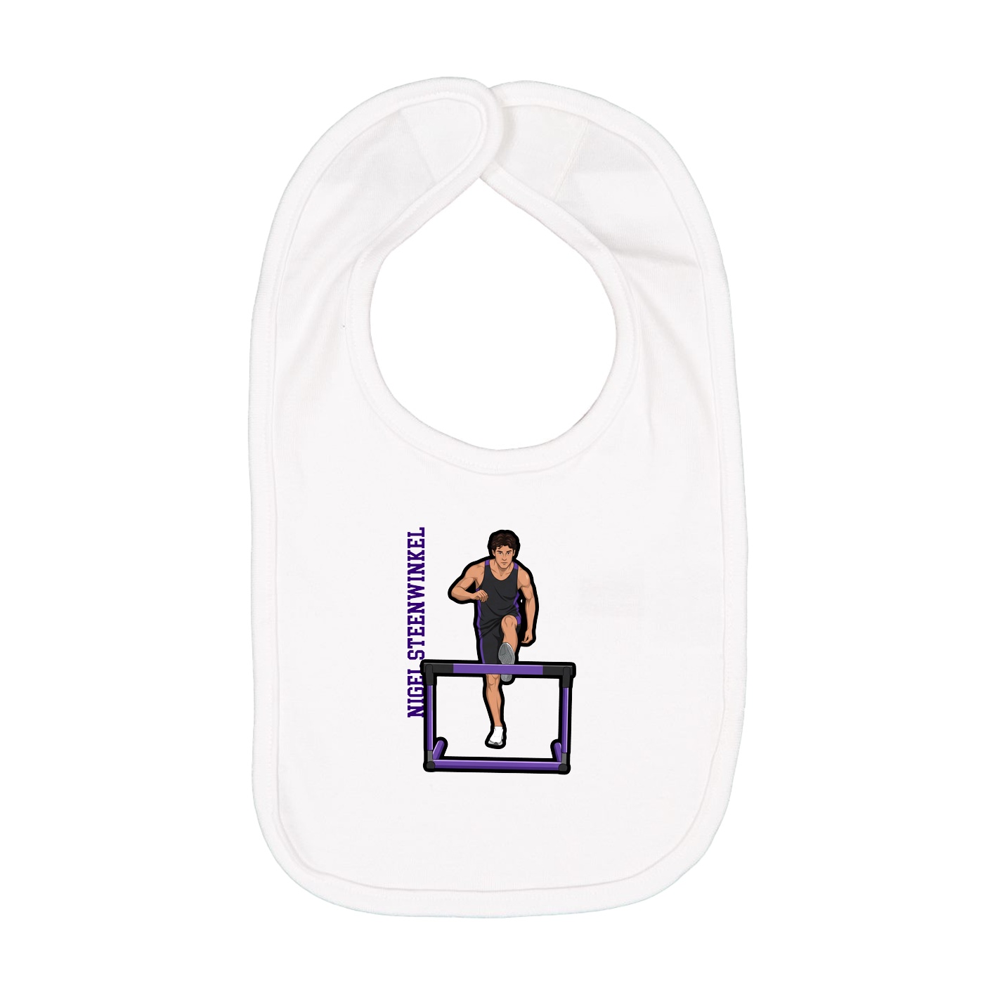 Infant Bib — Name Vertical in White