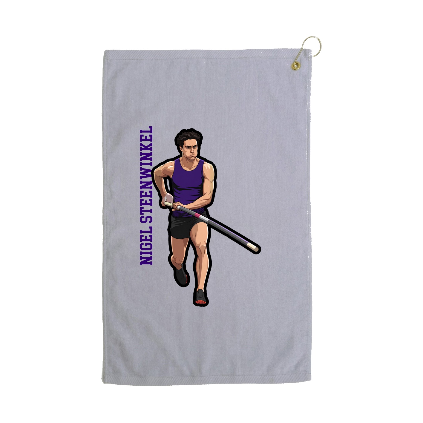 Golf Towel — Name Vertical in Grey