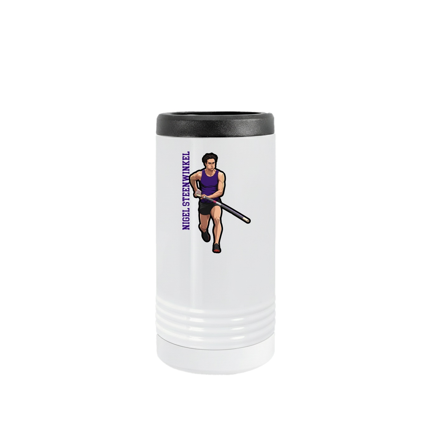 Slim Beverage Holder — Name Vertical in White