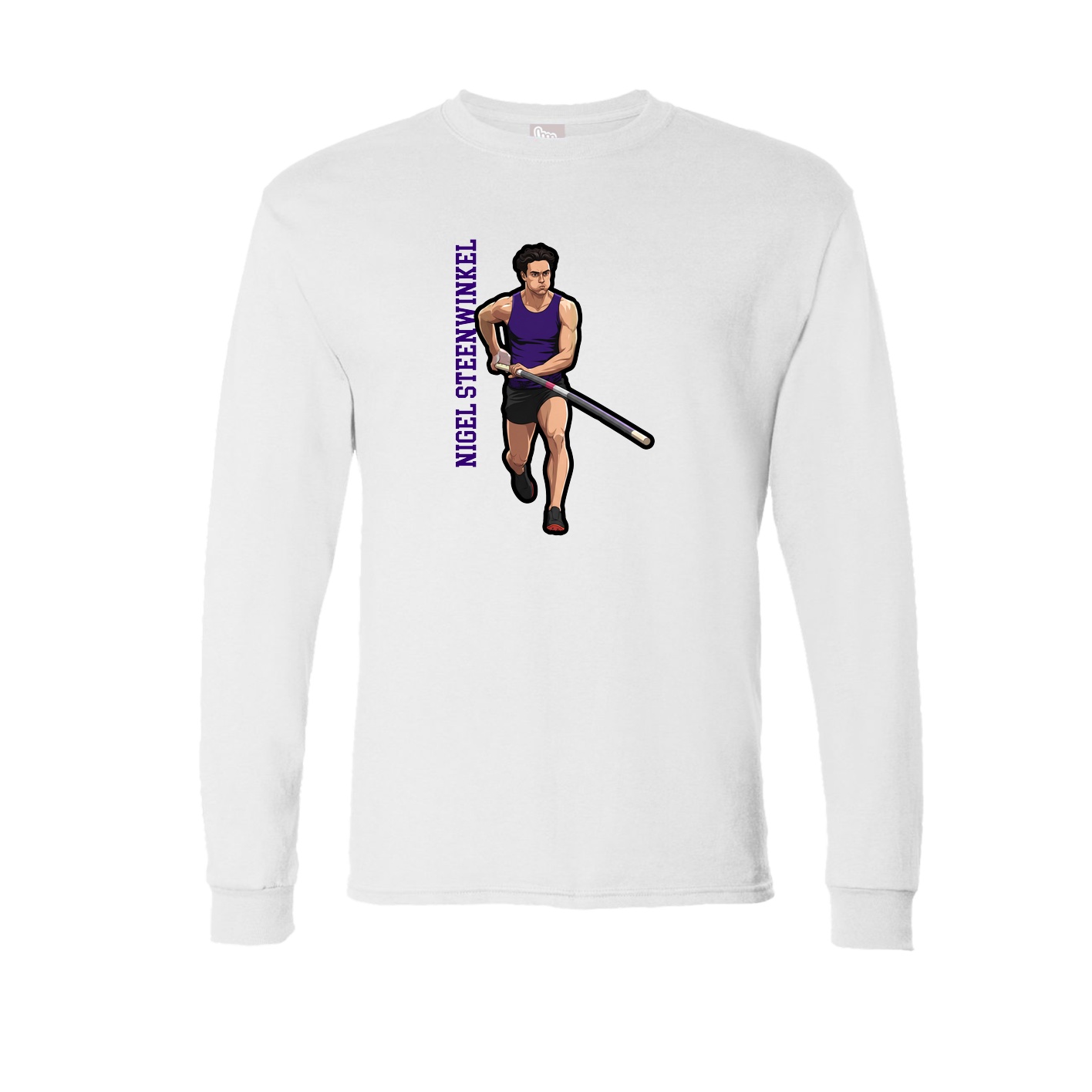 Long Sleeve Tee — Name Vertical in White